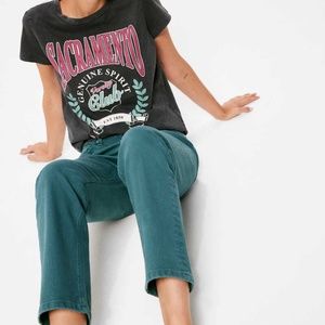 Springfield High Waist Straight Jeans (Aqua Size 25) - Sustainable Washed